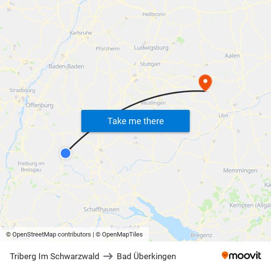 Triberg Im Schwarzwald to Bad Überkingen map