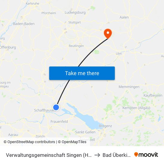 Verwaltungsgemeinschaft Singen (Hohentwiel) to Bad Überkingen map