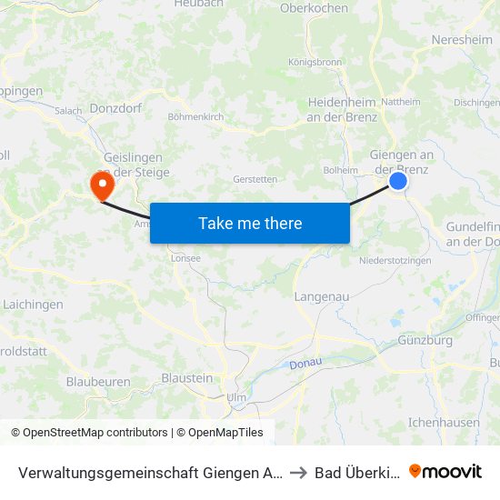 Verwaltungsgemeinschaft Giengen An Der Brenz to Bad Überkingen map