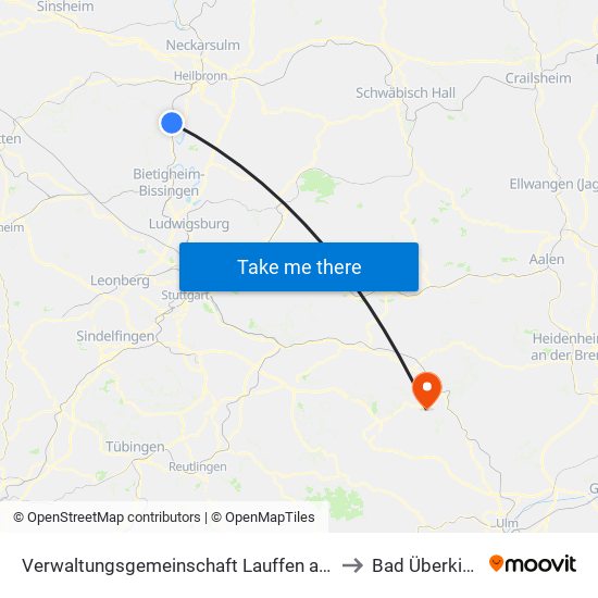 Verwaltungsgemeinschaft Lauffen am Neckar to Bad Überkingen map