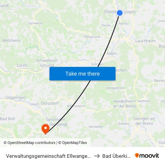 Verwaltungsgemeinschaft Ellwangen (Jagst) to Bad Überkingen map