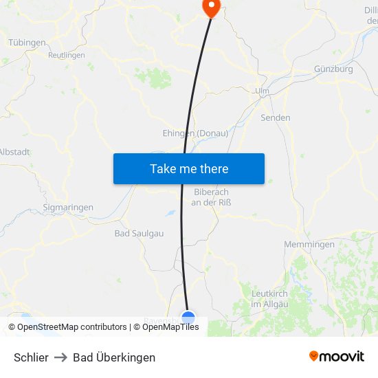 Schlier to Bad Überkingen map