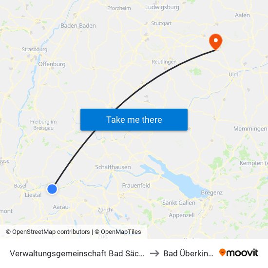 Verwaltungsgemeinschaft Bad Säckingen to Bad Überkingen map