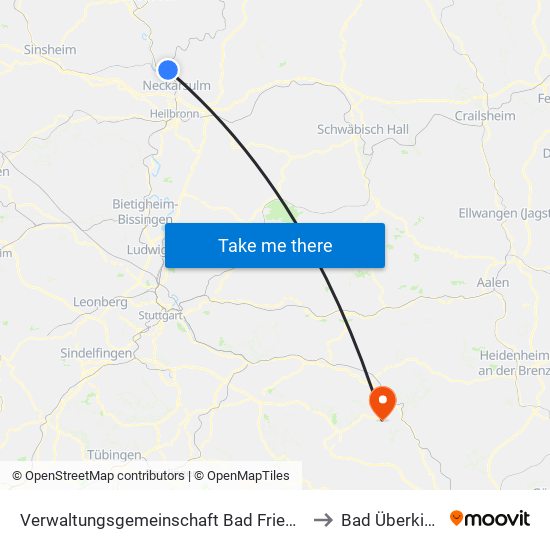Verwaltungsgemeinschaft Bad Friedrichshall to Bad Überkingen map