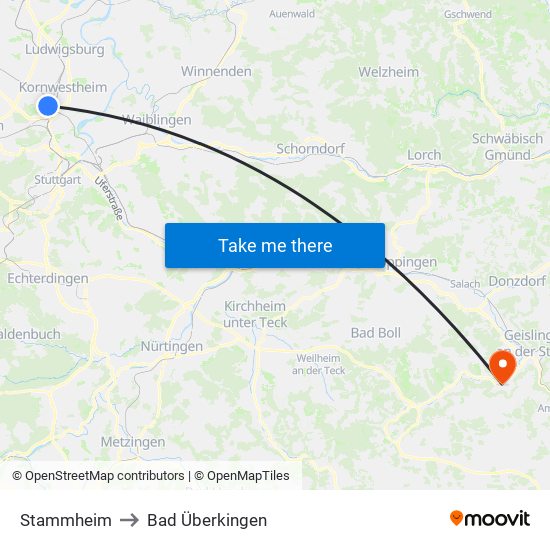 Stammheim to Bad Überkingen map