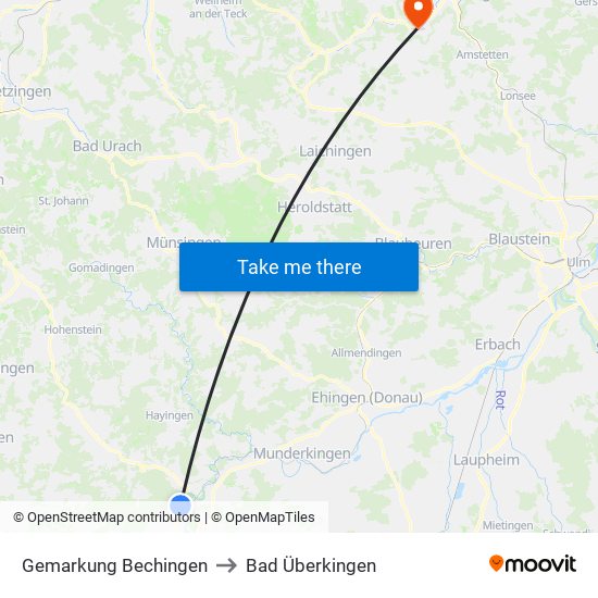 Gemarkung Bechingen to Bad Überkingen map