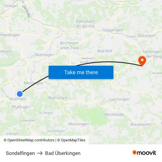 Sondelfingen to Bad Überkingen map