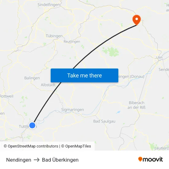 Nendingen to Bad Überkingen map