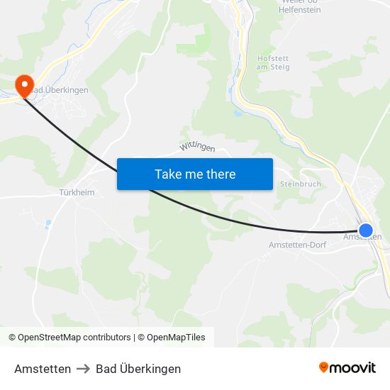 Amstetten to Bad Überkingen map