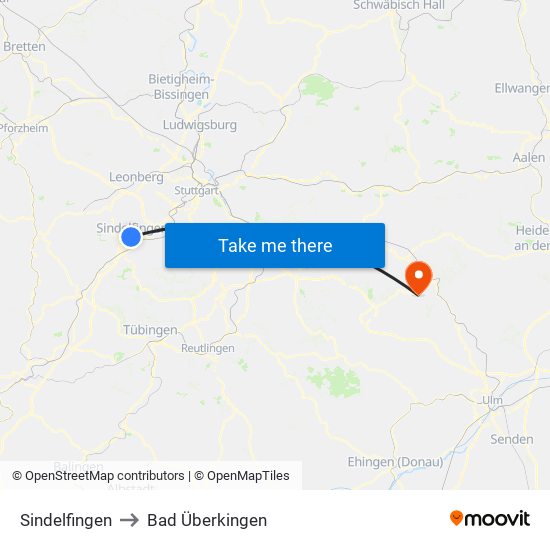 Sindelfingen to Bad Überkingen map