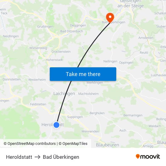 Heroldstatt to Bad Überkingen map