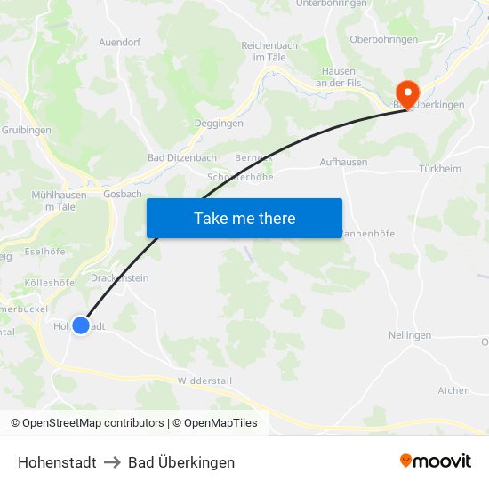 Hohenstadt to Bad Überkingen map