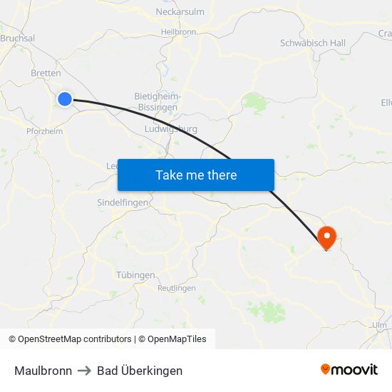 Maulbronn to Bad Überkingen map