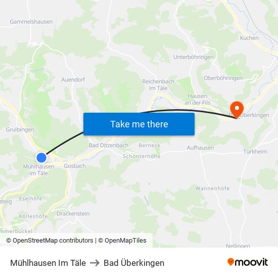Mühlhausen Im Täle to Bad Überkingen map