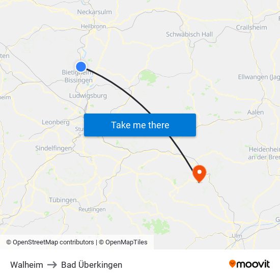 Walheim to Bad Überkingen map