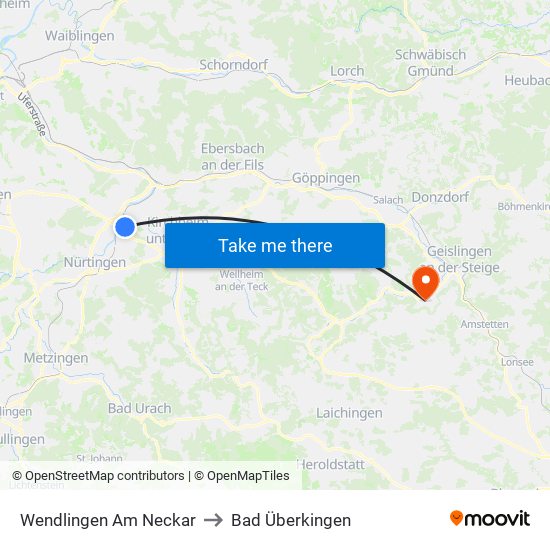 Wendlingen Am Neckar to Bad Überkingen map