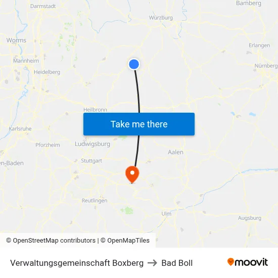 Verwaltungsgemeinschaft Boxberg to Bad Boll map