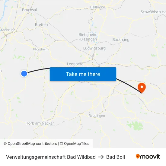 Verwaltungsgemeinschaft Bad Wildbad to Bad Boll map