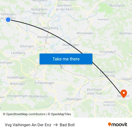 Vvg Vaihingen An Der Enz to Bad Boll map