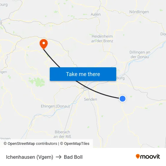 Ichenhausen (Vgem) to Bad Boll map