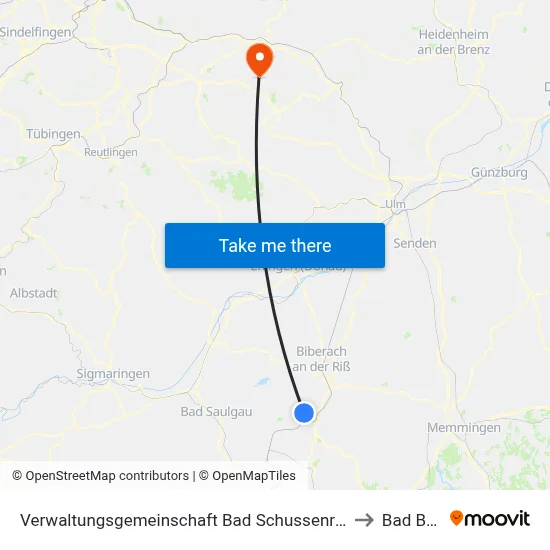 Verwaltungsgemeinschaft Bad Schussenried to Bad Boll map