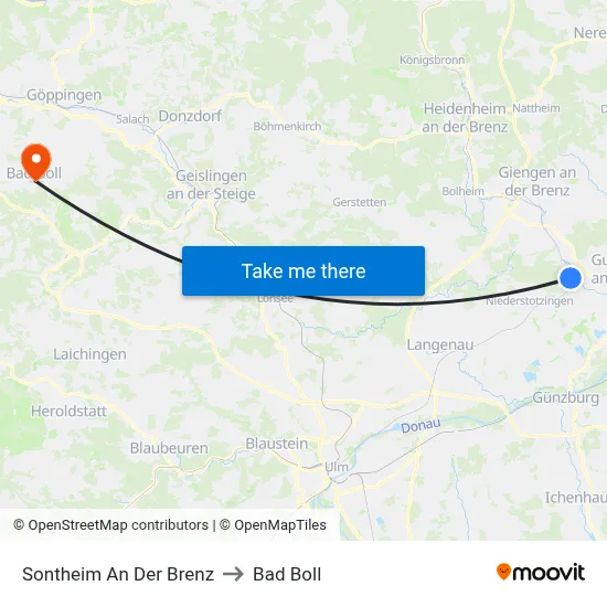 Sontheim An Der Brenz to Bad Boll map