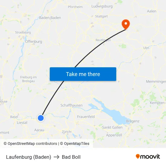 Laufenburg (Baden) to Bad Boll map