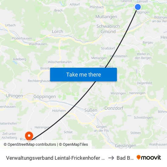 Verwaltungsverband Leintal-Frickenhofer Höhe to Bad Boll map