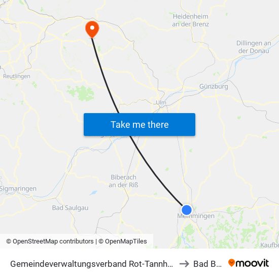 Gemeindeverwaltungsverband Rot-Tannheim to Bad Boll map