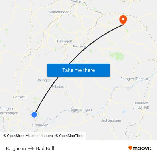 Balgheim to Bad Boll map