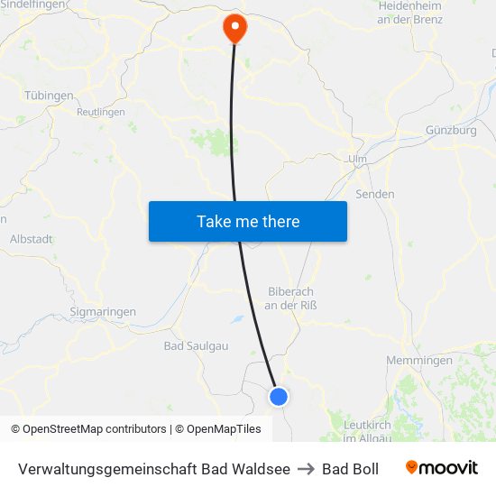 Verwaltungsgemeinschaft Bad Waldsee to Bad Boll map