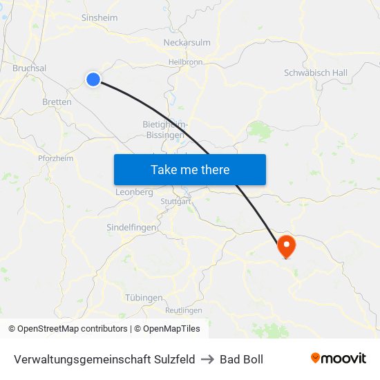 Verwaltungsgemeinschaft Sulzfeld to Bad Boll map