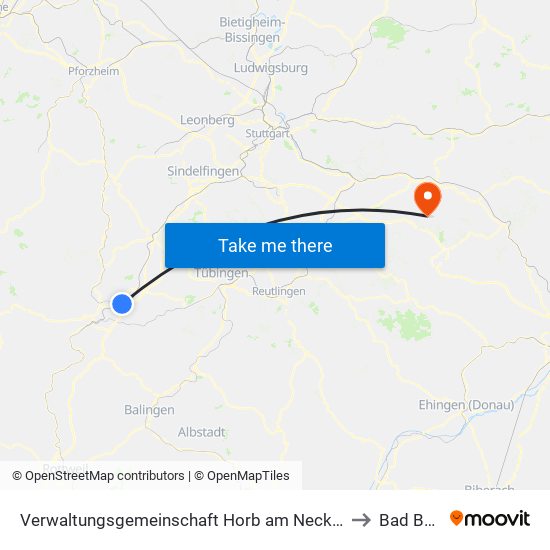 Verwaltungsgemeinschaft Horb am Neckar to Bad Boll map