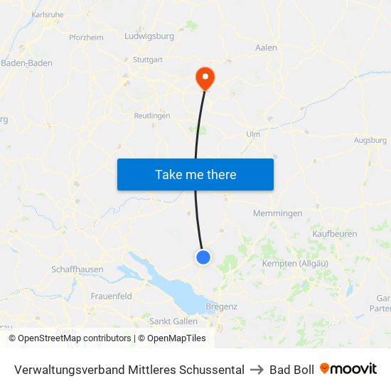 Verwaltungsverband Mittleres Schussental to Bad Boll map