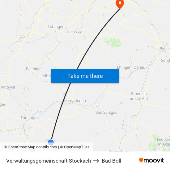 Verwaltungsgemeinschaft Stockach to Bad Boll map