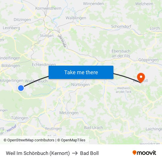 Weil Im Schönbuch (Kernort) to Bad Boll map