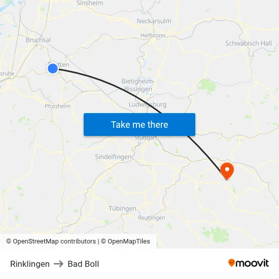 Rinklingen to Bad Boll map