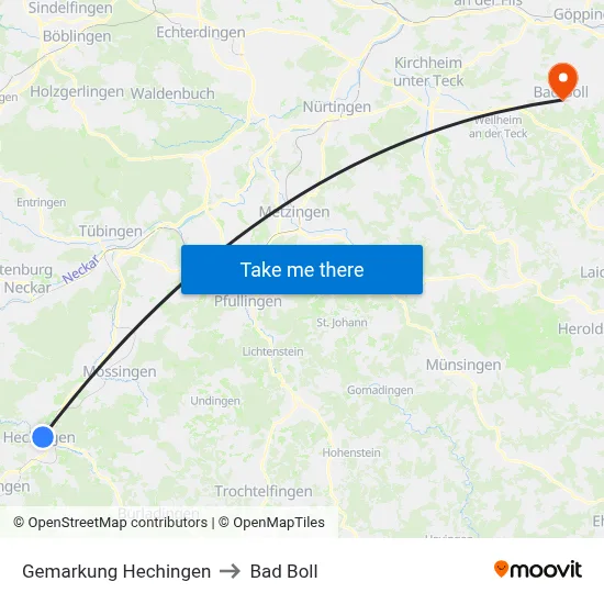 Gemarkung Hechingen to Bad Boll map