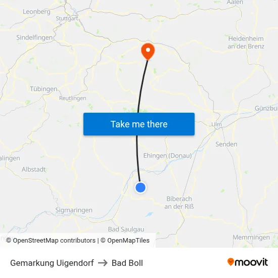 Gemarkung Uigendorf to Bad Boll map