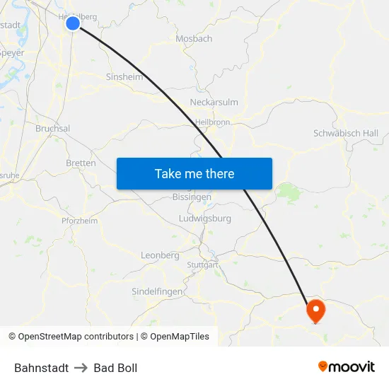 Bahnstadt to Bad Boll map