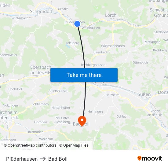 Plüderhausen to Bad Boll map