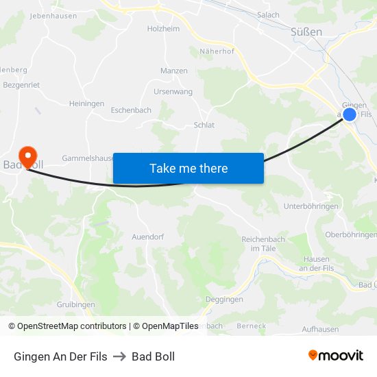 Gingen An Der Fils to Bad Boll map