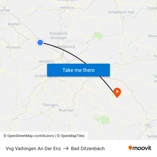 Vvg Vaihingen An Der Enz to Bad Ditzenbach map