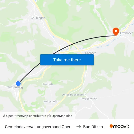 Gemeindeverwaltungsverband Oberes Filstal to Bad Ditzenbach map