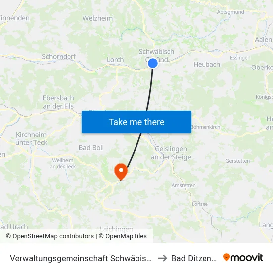 Verwaltungsgemeinschaft Schwäbisch Gmünd to Bad Ditzenbach map