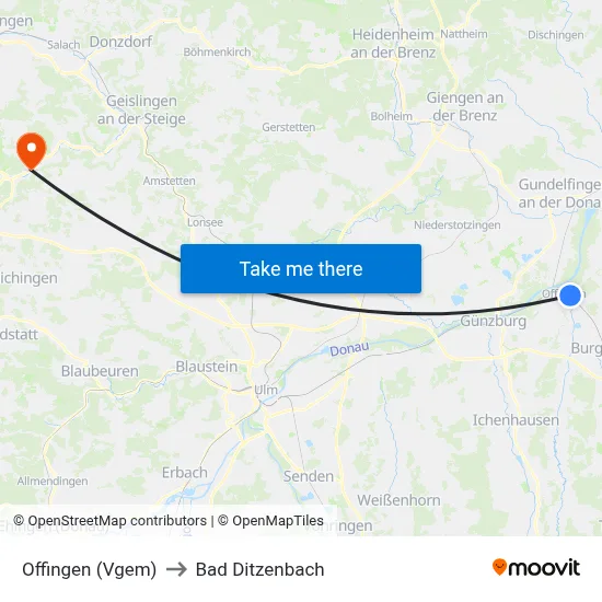 Offingen (Vgem) to Bad Ditzenbach map