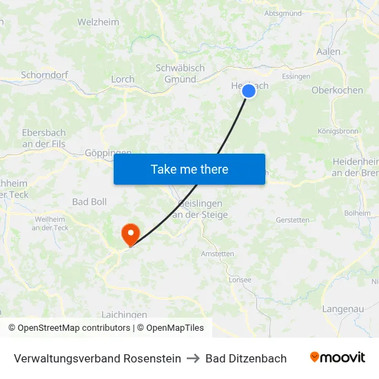 Verwaltungsverband Rosenstein to Bad Ditzenbach map