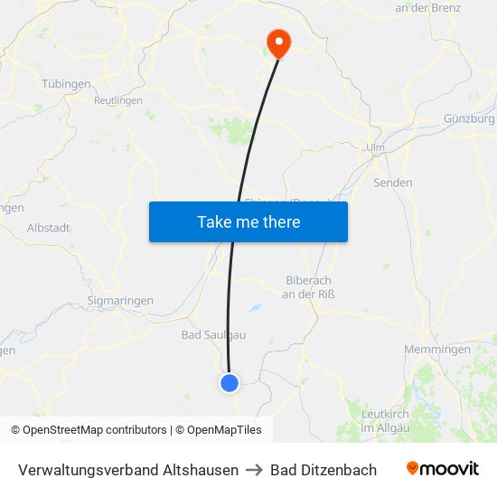 Verwaltungsverband Altshausen to Bad Ditzenbach map