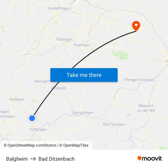 Balgheim to Bad Ditzenbach map