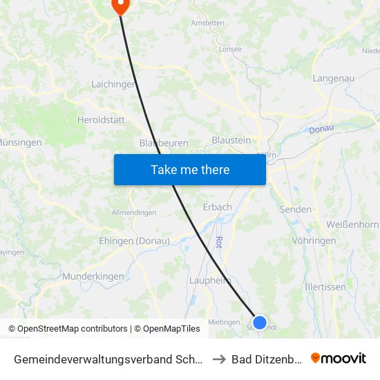 Gemeindeverwaltungsverband Schwendi to Bad Ditzenbach map